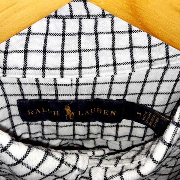 Ralph Lauren Tattersail Long-Sleeve Oxford Shirt- White/Black - Picture 13 of 15